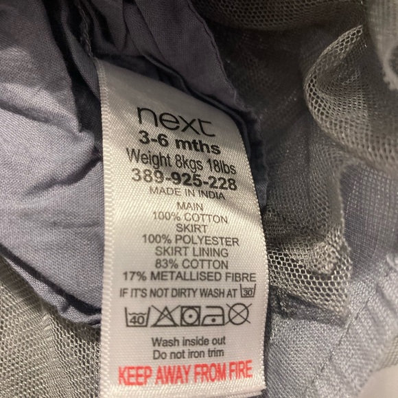 Next silver & grey tutu heart dress baby girl 3-6 months - Picture 3 of 5